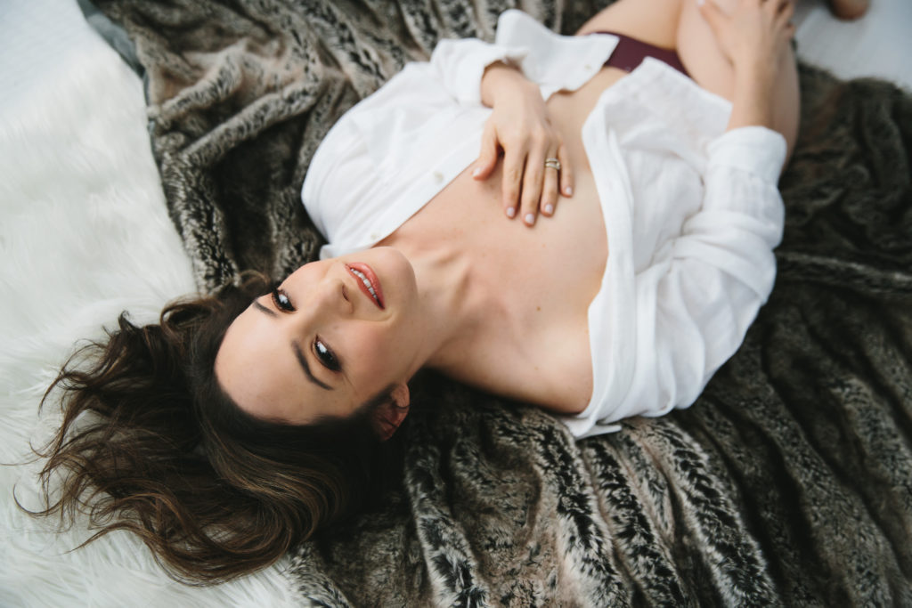woman in white button shirt, boudoir photography by Lindsay Hite, a pivotal moment