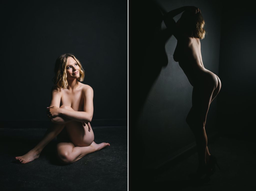 artistic nude photography on a blonde woman; transformation through boudoir photography by Lindsay Hite
