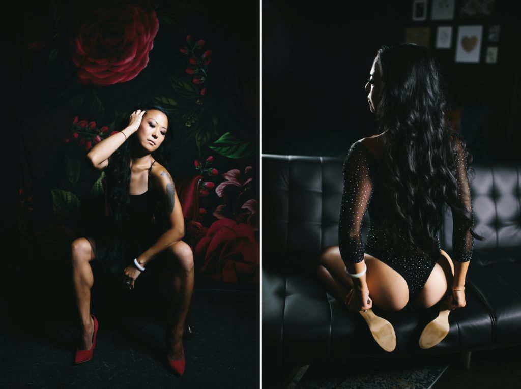 Side by side of woman in black lingerie; Inside Look at the Spark Experience, boudoir photography by Lindsay Hite