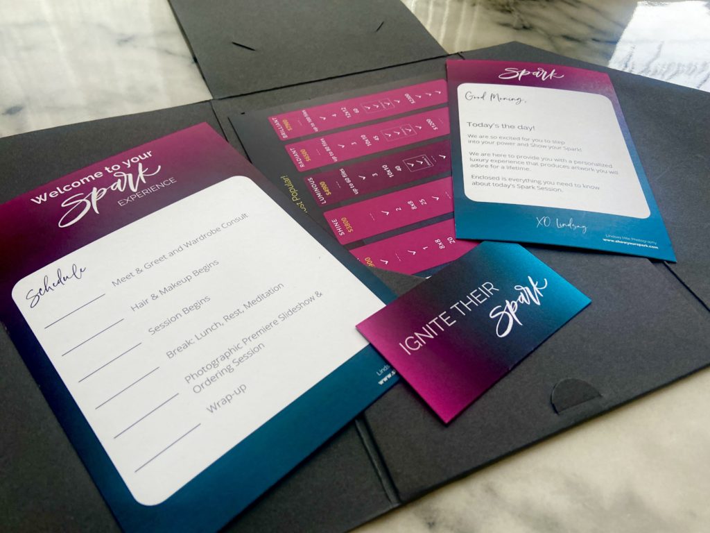 Image of client dossier for a Spark Session at Show Your Spark by Lindsay Hite