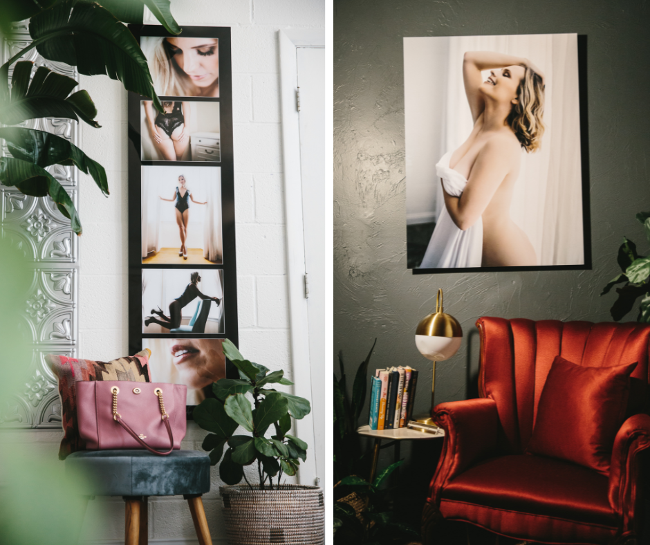 Side by side image of wall art options at the Show Your Spark studio.  Photography by Lindsay Hite