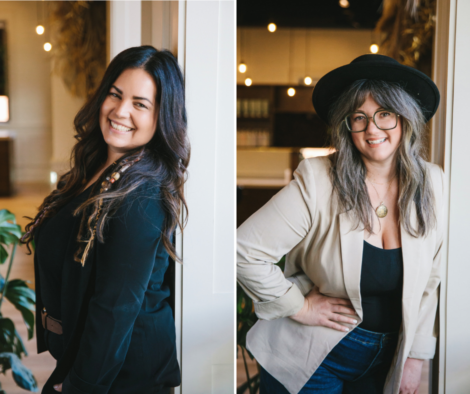 Side by side image of the business owners of Salon Verde in branding photography by Lindsay Hite. 