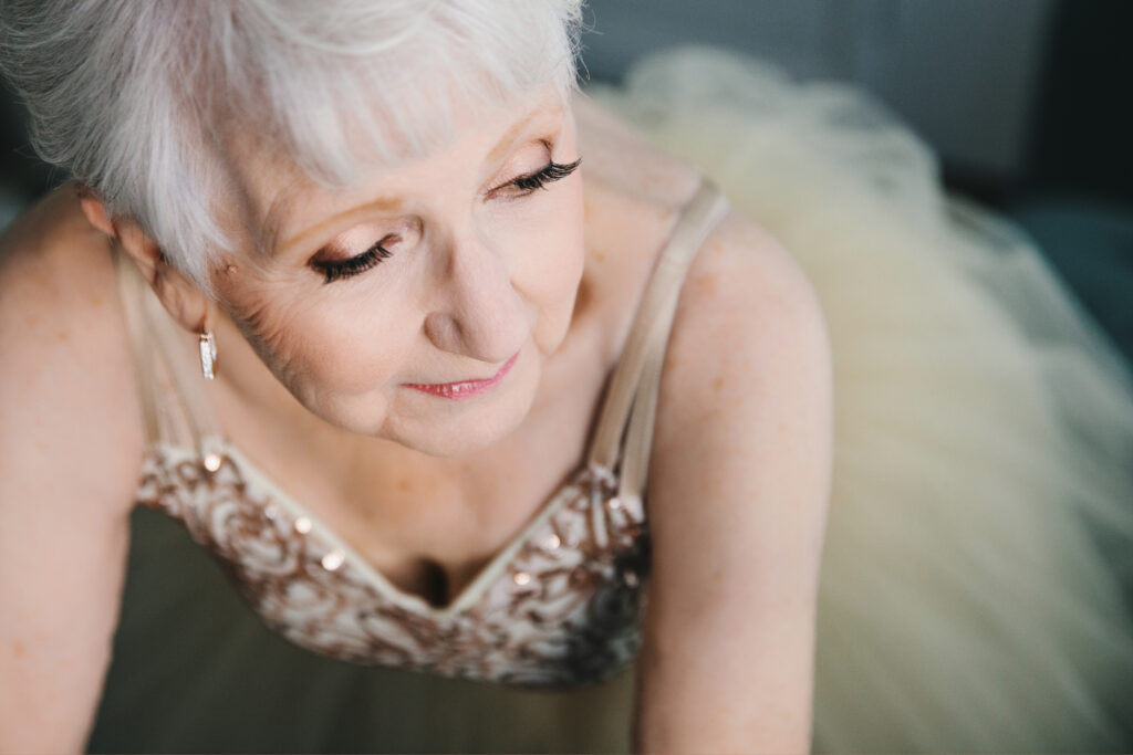 Woman in her 80's in a tutu displaying her version of fierce.  Photography by Lindsay Hite.