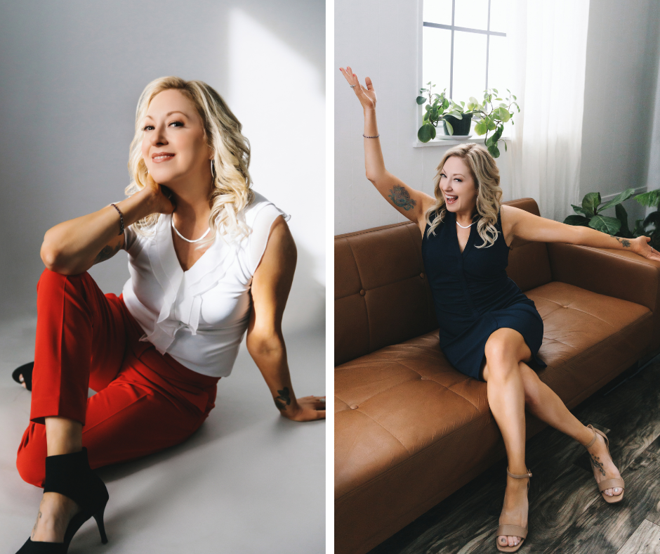 Side by side image of a branding photography session showcasing branding session styling tips.  Photography by Lindsay Hite.